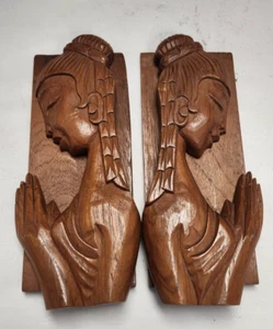 Vintage handgeschnitzte Betende Dame Figuren aus Holz - Bild 1 von 3
