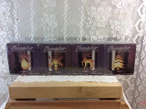 Silhouette Milchglas Teelicht Kerzenhalter Weihnachten Urlaub 4er Set NEU - Bild 1 von 4