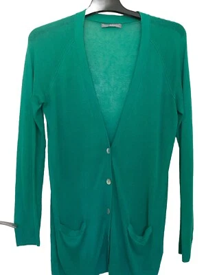 Marks And Spencer Long Like Jade Green Cardigan V Neck Pockets Size U.K. 8 - Image 1 of 4