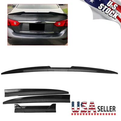 Rear Trunk Spoiler Wing Roof Lip For Infiniti Q50 2014-2022 Carbon Fiber Style - Image 1 of 4