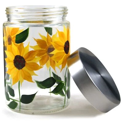 Grant Howard Sunflower Hand Painted Glass Storage Jar, 42 oz, Multicolor - Image 1 of 4