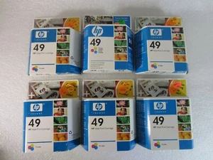 HP 49 Tri-Color Ink Cartridges - 51649A - New - Sealed - Expired - Lot of 6 - Picture 1 of 2