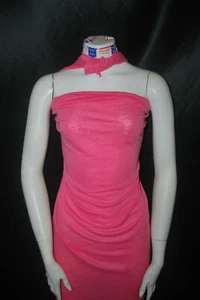 100% Linen Jersey Knit Fabric By Yard Semi Sheer highend Coral Pink 58" - Picture 1 of 10