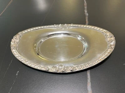 EPCA Bristol by Poole 25 piatto ovale placcato argento piccolo piattino bigiotteria 9” vintage - Immagine 1 di 4