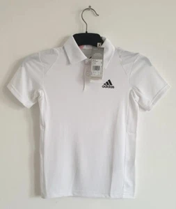 Adidas Boys Polo T Shirt Junior Top Golf Club Tennis White - Picture 1 of 5