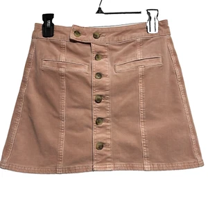 Gonna American Eagle taglia 0 rosa blush super elasticizzata velluto a coste con bottoni linea A - Foto 1 di 11