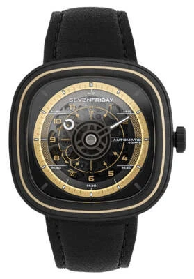 SEVENFRIDAY T-Series T-Works Automatic Black PVD Black Leather Mens Watch T2/06 - Image 1 of 4