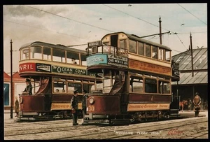 Birkenhead Trams Woodside Ferry 1930 Art G.S. Cooper Postcard - Picture 1 of 2