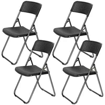 Balkonstühle für 4 Personen Gartenstuhl Klappstuhl Polyrattan Faltstühle 200 kg - Bild 1 von 4