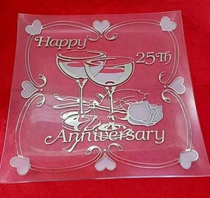 25th Anniversary Glass Serving Tray (Plate), 11" x 11", in orig box, pre-owned - Picture 1 of 1