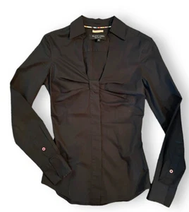 BLACK LABEL Paul Smith V-Neck Button Up Pleated Bust Stretch Size IT 38 US XS - Picture 1 of 7