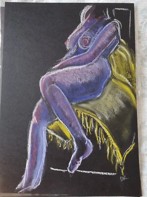 Estudio de dibujo de vida desnuda femenina en pasteles suaves trabajo original talla A4  Foto 1 de 2