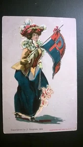 Antigua postal ilustrada 1905 "MADAME CON BANDERA" - Imagen 1 de 4