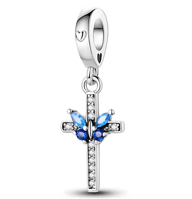 Charm Anhänger für Armband Kreuz Schmetterling Silber plattiert Geschenkidee - Bild 1 von 3