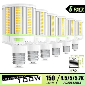 6Pack 100W/80W/60W LED Corn Area Lights Fixture Warehouse Garage Gym 4.5/5/5.7K - Picture 1 of 16