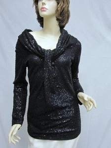 St John Knit COUTURE NWT Black Stud & Paillettes TOP SZ 4 6 RT $1195 - Picture 1 of 6