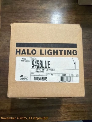 NEW Halo Cooper Recessed Lighting 945 Blue 5-5/16" Ice Lite Frosted Glass Trim - Image 1 of 3