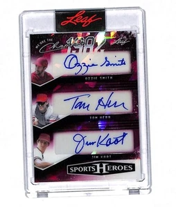 2025 Leaf Sports Heroes 1/5 Auto Card Ozzie Smith Tom Herr Jim Kaat Cardinals - Picture 1 of 2