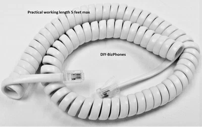 Bright White 9Ft Handset Cord GE/Thomson Phone Pro Series 2, 3 Line Curly Coil - Image 1 of 3