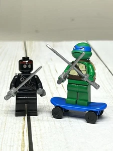 Lego TMNT Minifigure Lot Leonardo Skateboard Foot Soldier Katanas - Picture 1 of 9