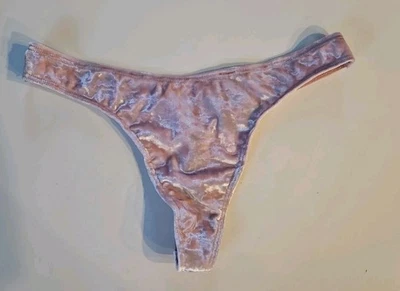 Victoria’s Secret PINK Velvet Thong Panty Medium Pink Mesh Back NWT - Image 1 of 4