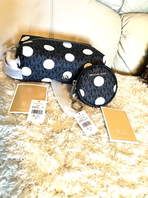 MICHAEL KORS Jet Set Medium Polka Dot Signature Travel Case & Round Pouch SET - Image 1 of 4