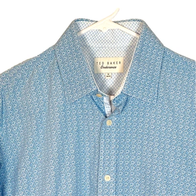 Camisa de Hombre Ted Baker Endurance Talla 16 34/35 Azul Floral Botones Foto 1 de 4