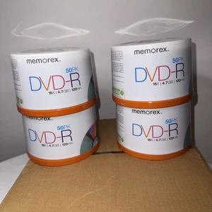 Husillo Memorex DVD-R grabable 16X 4,7 GB sellado de fábrica paquete de 4-50 200 en total - Imagen 1 de 4