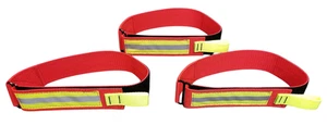 Firefighter Hose Bundle Straps - 27" Red w/Triple Yellow Reflective Set of 3 - Picture 1 of 8