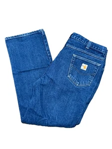 Carhartt FR Relaxed Dark Wash Denim Jeans Mens 38 x 32 Work Pants Cat 2 280-83 - Picture 1 of 8