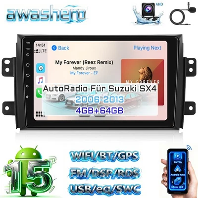 Für Suzuki SX4 Fiat Sedici 2006-13 Autoradio CarPlay Android15 KAM GPS Navi 64GB - Bild 1 von 4