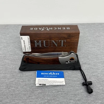 Cuchillo río torcido hecho en banco 15080-2 hoja satinada mango de madera de Dymond S30V Foto 1 de 4