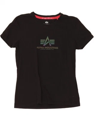 Camiseta Top ALPHA INDUSTRIES Mujer Gráfica Reino Unido 14 Grande Algodón Negro AP06 Foto 1 de 3