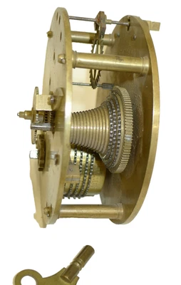 SMALL ROUND ANTIQUE FUSEE CHAIN CLOCK MOVEMENT bracket/mantel/skeleton/ships 8D - Image 1 of 4