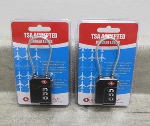 LOT OF 2 TRAVEL SENTRY SECURITY 3-DIGIT COMBINATION CABLE LOCKS BLACK NEW - Picture 1 of 8