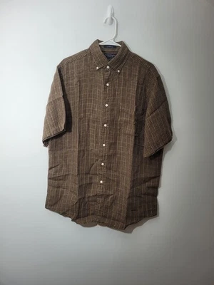 Camisa masculina manga curta grande coleção Daniel Cremieux marrom com botões - Imagem 1 de 3