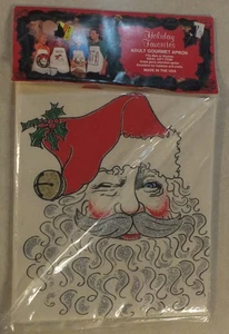 VINTAGE 1980er NOS WEIHNACHTEN WEIHNACHTSMANN VOLLE GRÖSSE ERWACHSENE LATZSCHÜRZE GLITZER BART - Bild 1 von 7