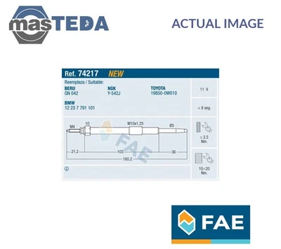 74217 ENGINE GLOW PLUG FAE NEW OE REPLACEMENT - Image 1 of 4
