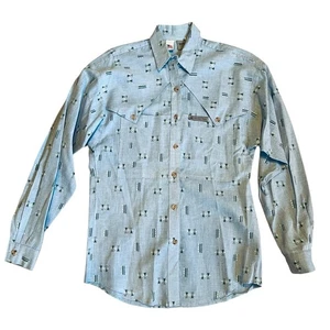 Rocky Mountain Vintage Women’s XS Blue Aztec Cutout Western Shirt Button Front - Picture 1 of 12