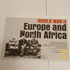 1991-12 Dec. WWII WORLD WAR EUROPE NORTH AFRICA National Geographic Map EUC A3+ - Picture 1 of 2