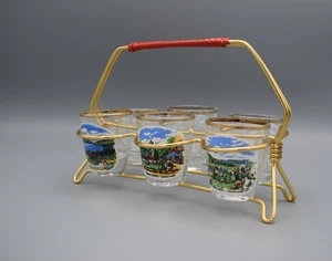 6 Vintage Schnapsgläser im Ständer mit Kunststoffgriff Gläserset 60/70er - Picture 1 of 12