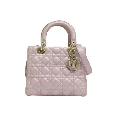 Bolso de Hombro Dior Dama Dior Rosa Cannage Piel de Cordero Cuero Foto 1 de 4