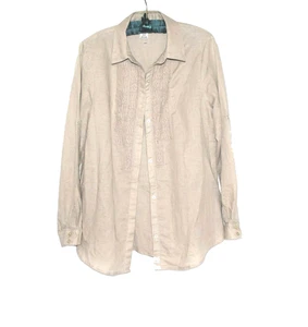 MAX STUDIO Leinen Baumwollmischung Beige Rohfarbe Damen Langarm Bluse Gr. M - Bild 1 von 5