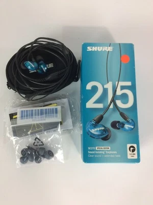 Excelentes monitores intrauditivos Shure SE215 de un solo controlador, edición especial azul Foto 1 de 4