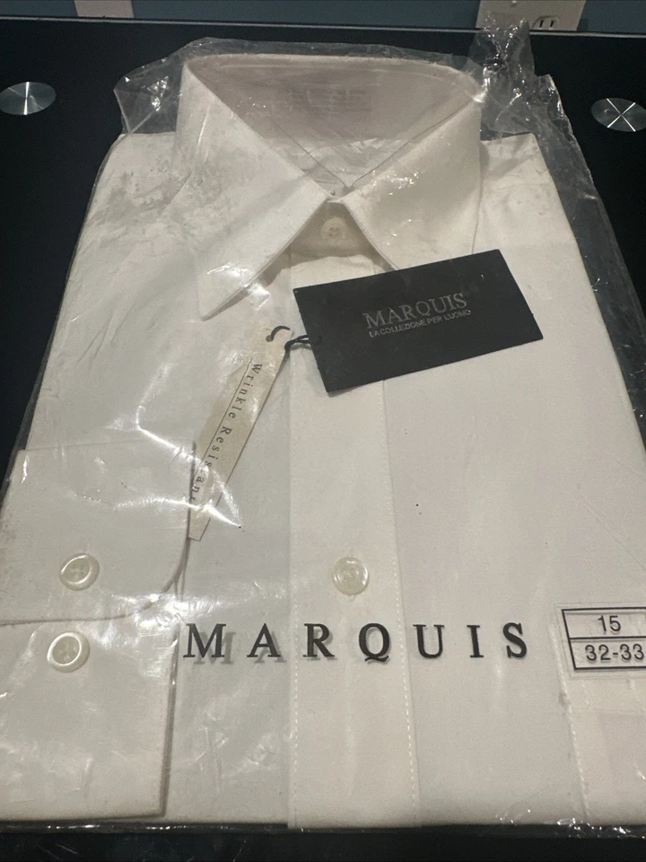 Camisa de vestir Marquis para hombre - Marfil - 15 32-33 NUEVA Foto 1 de 4