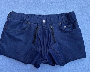 Slick It Up Slip Herren Extra Large Blau Denim Reißverschluss Vorne Hinten Hergestellt in den USA NYC - Bild 1 von 11