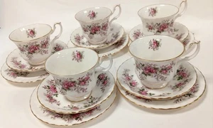 Royal Albert Lavender Rose Tea Set 6 Trios 1961 Bone China - Picture 1 of 5