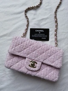 CHANEL Tweed Rectangle Mini Flap Bag Pink 21S - Picture 1 of 12