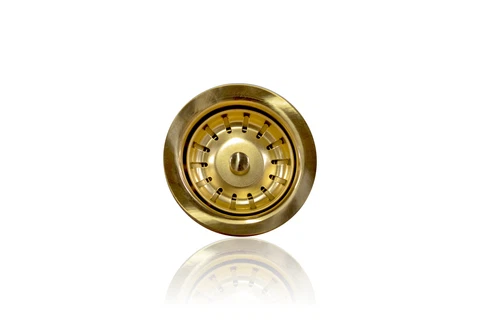 Kitchen Sink 3.5 to 4.0 Inch Drain Assembly & Basket Strainer, Unlacquered Brass Cover