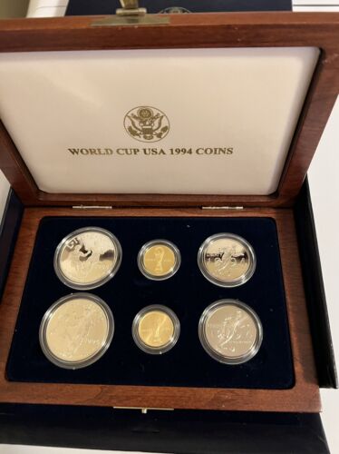 1994 World Cup Commemorative $5 $1 50c Proof & Unc Gold, Silver, Clad 6 Coin Set